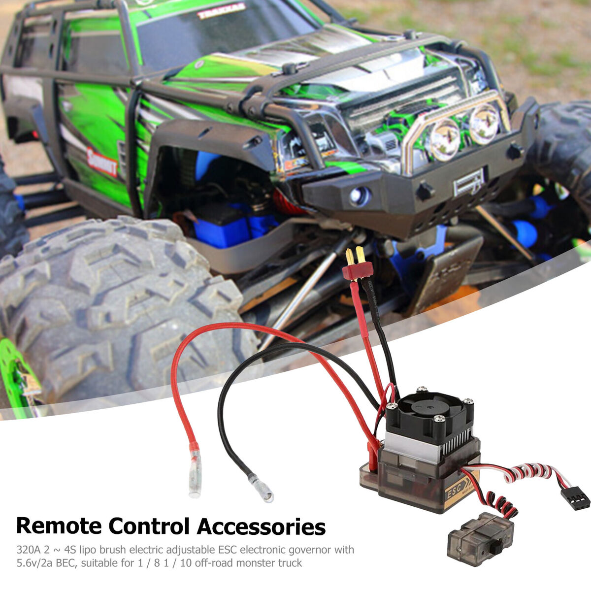 320A Brushed ESC Electric Speed Controller for 1/8 1/10 RC Off-Road Truck