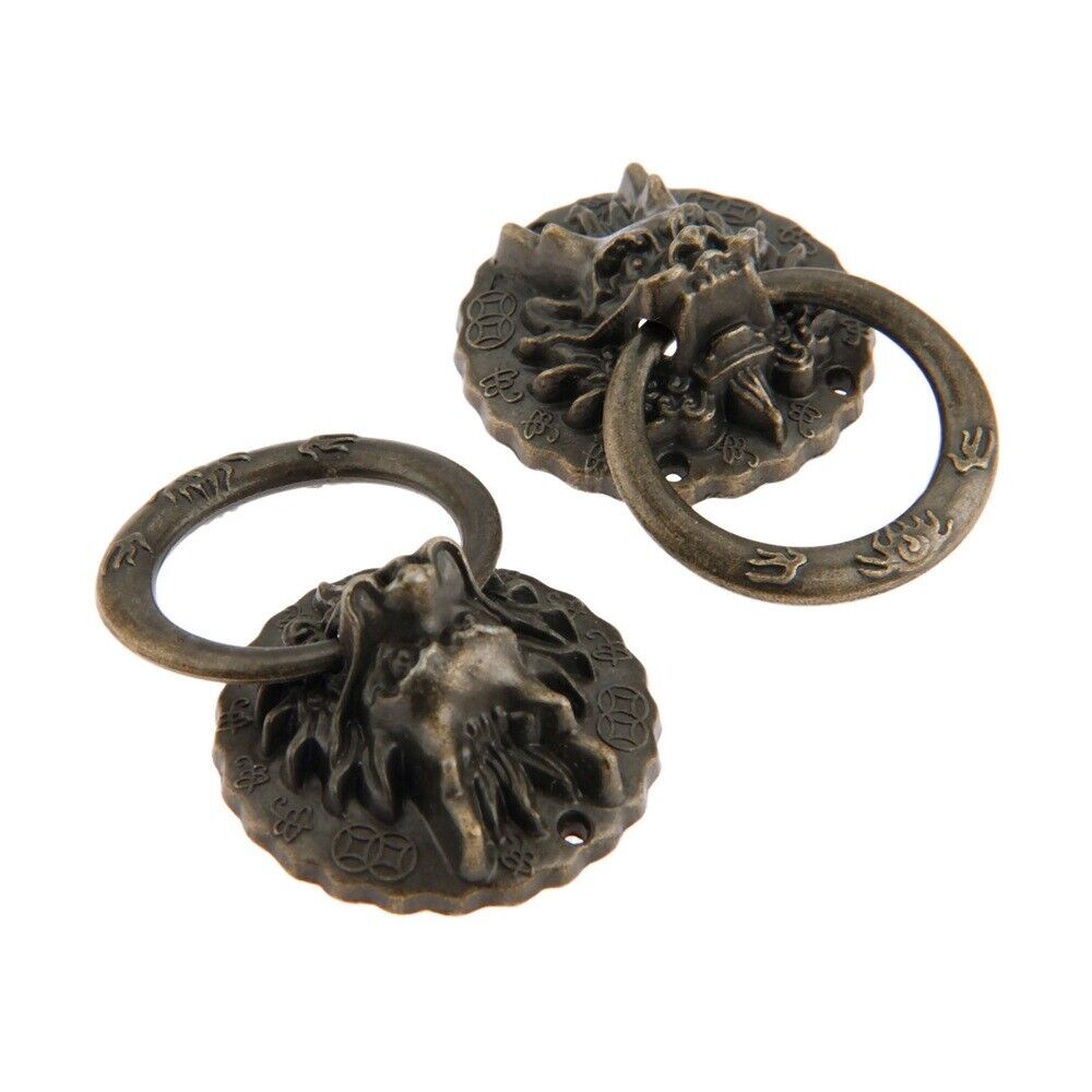 Elegant Drawer Cabinet Knob Ring Dragon Head Furniture Cupboard Door Pull Handle