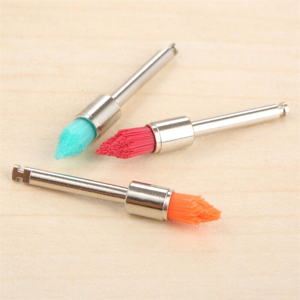 100pcs Mixed Color Dental Prophy Brushes Polishing Taperd Polisher Copper Nylon