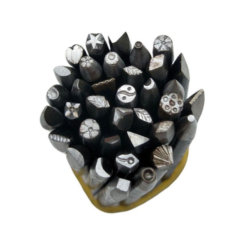 36Pieces/set Professional Jewelry Punch Carving Tools Metal Jewelry Anvil Chisel