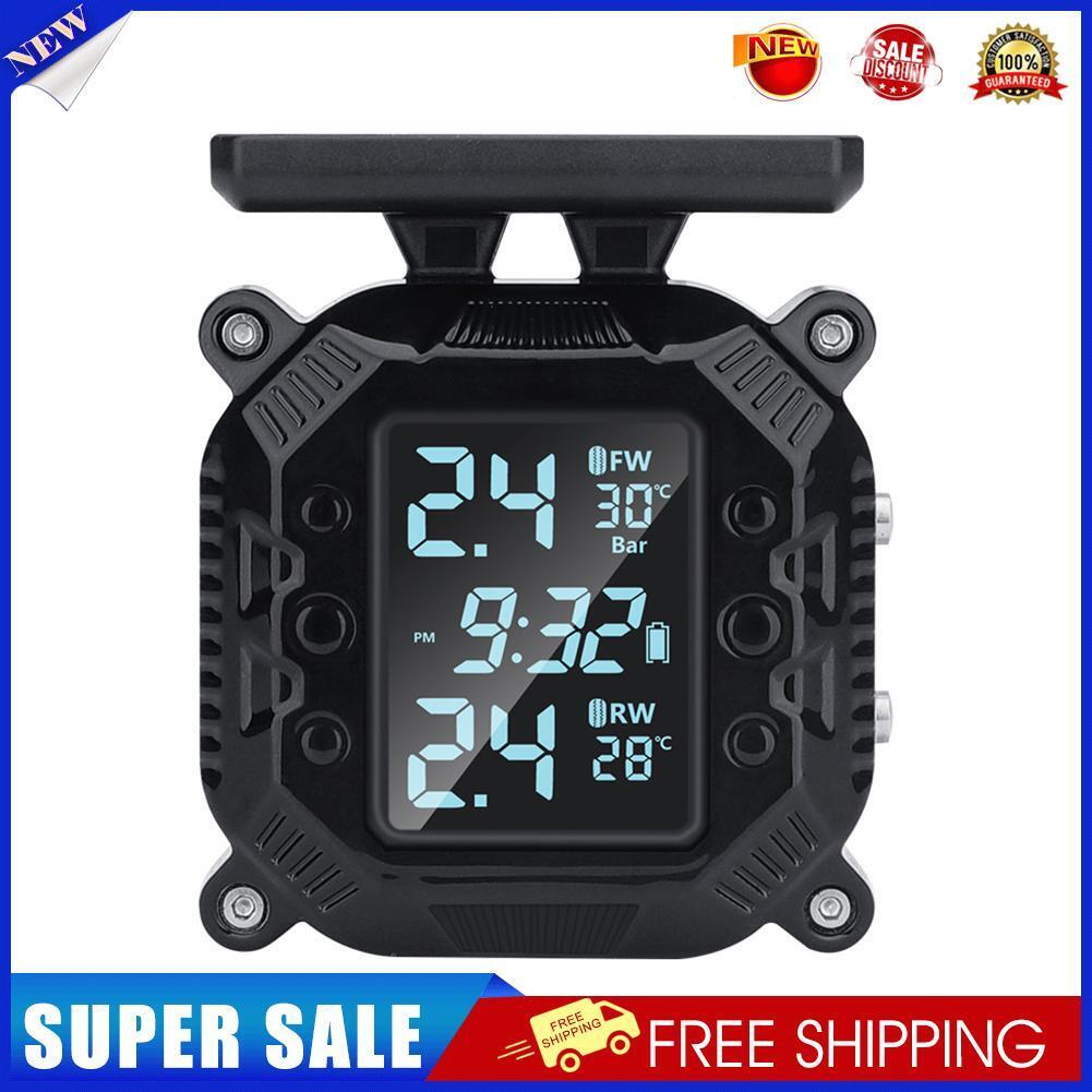 USB Solar Motorcycle TPMS Wireless Tire Pressure Monitoring Alarm System