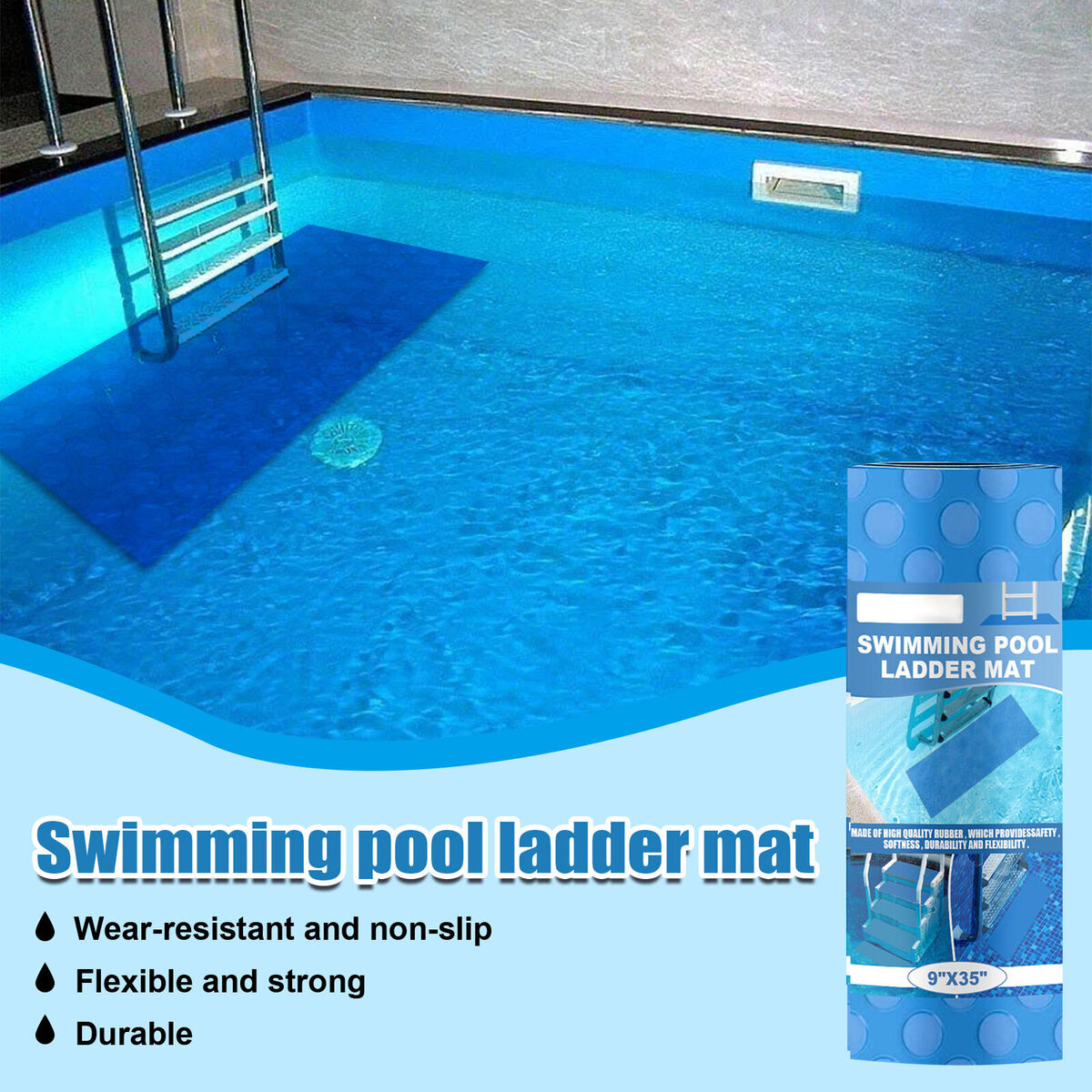Flexible Swimming Pool Ladder Mat - Wear-resistant & Non-slip Pool Step Pad