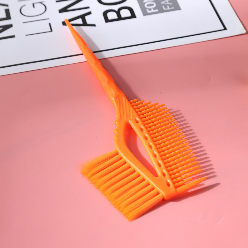 Barber Hair Dye Comb with Brush Plastic Hair Coloring Applicator (Orange)