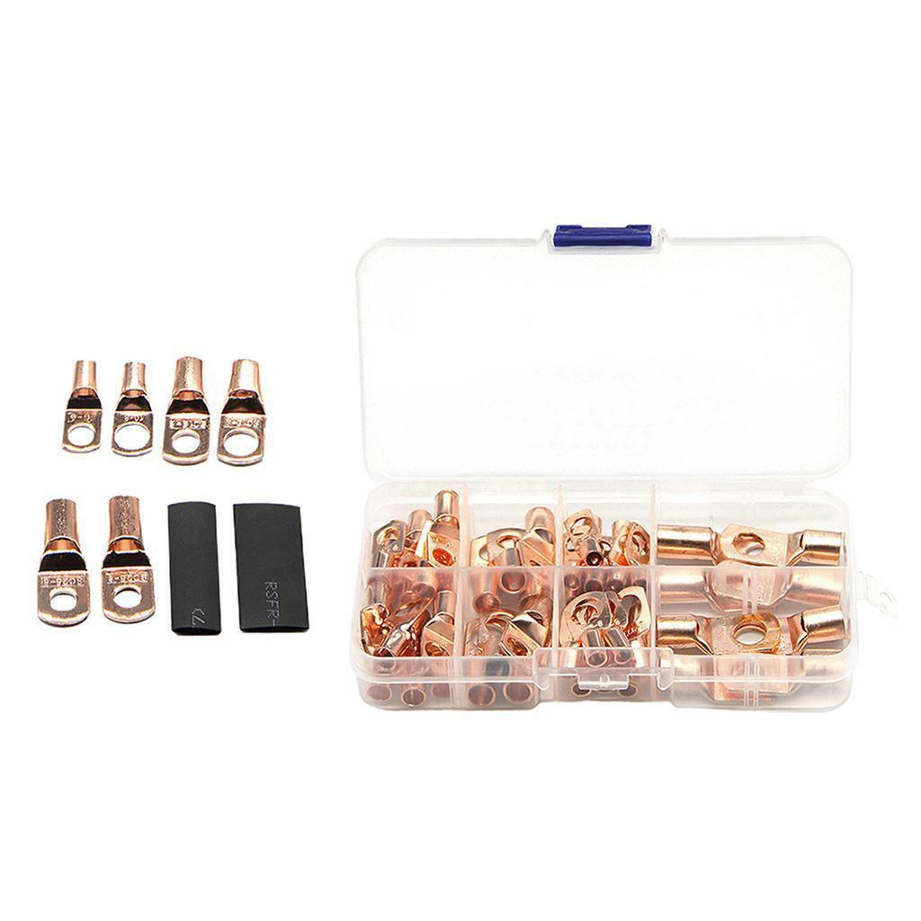140pcs Assorted Wire Lugs Battery Cable Copper Eyelets Terminals