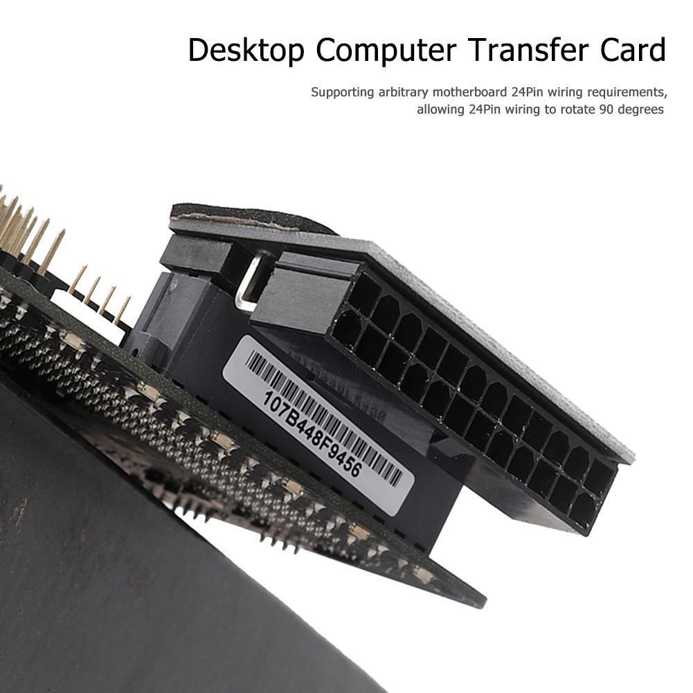90 Degree Desktop Motherboard ATX 24Pin Female to 24Pin Male Power Adapter