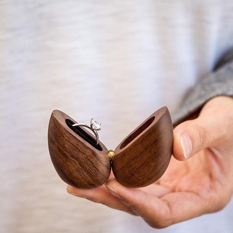 Women Wood Decorative Box with Lid Ring Box Jewelry Holder for Proposal Birthday