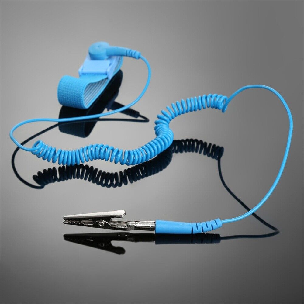 Blue Antistatic Discharge Cable Adjustable Wrist Band Grounding Prevent Static