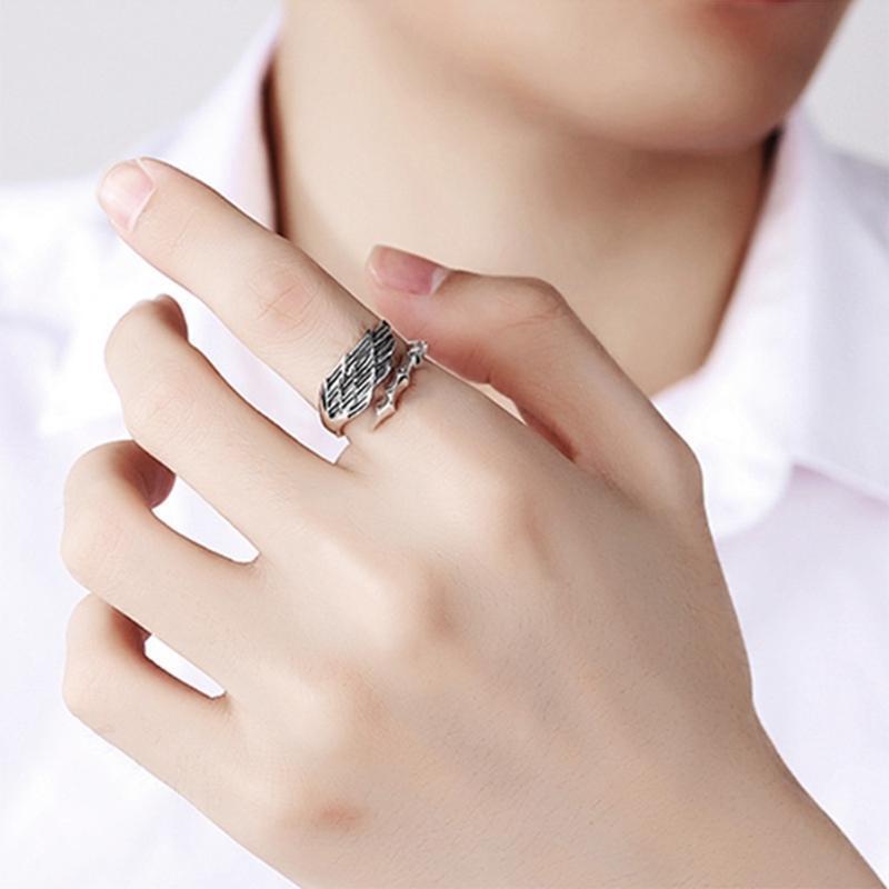 Angel Demon Wing Ring Couples Punk Adjustable Rings Birthday Gift for Men Women