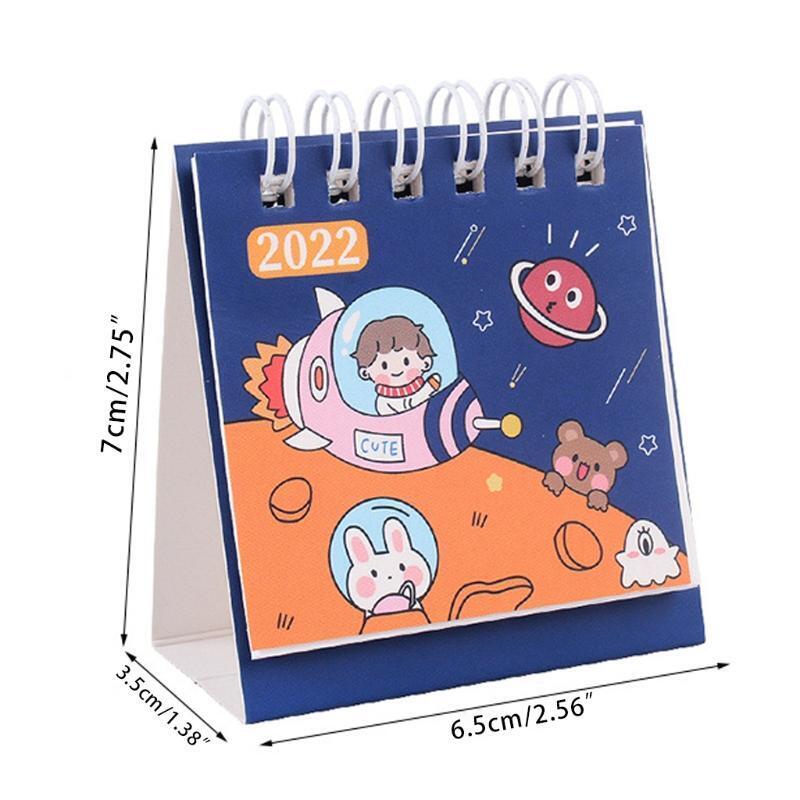 2022 Cartoon Calendar Mini Decorative Calendar 360 Flipping Writable Portable