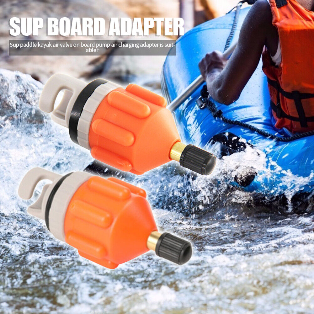 2x Rowing Boat Air Valve Kayak Surfing Paddle Board Pump Adapter (Orange)