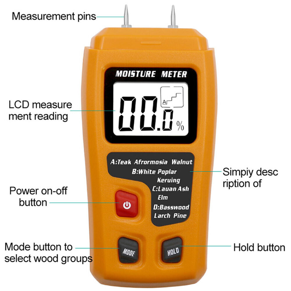 Industry Caravan Tester Moisture Detector Wood Humidity Damp Meter Digital LCD