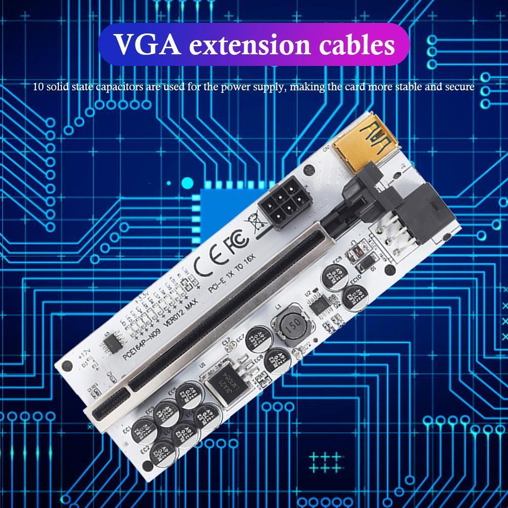 VER012 Max PCI-E Riser PCI Express 1x 16x Adapter Extension Cable (Black)
