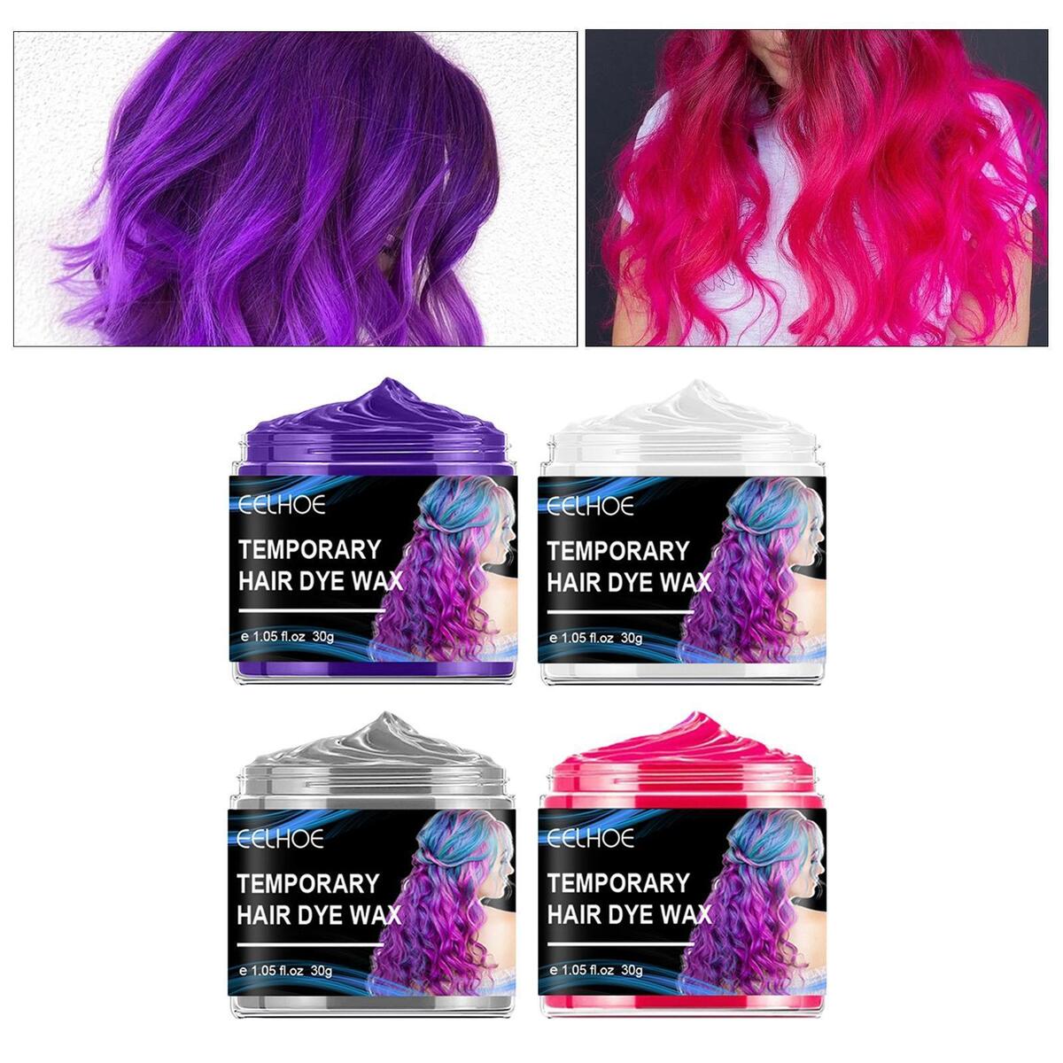 4x Temporary Hair Color Wax Instant Washable Fashion for Birthday girls
