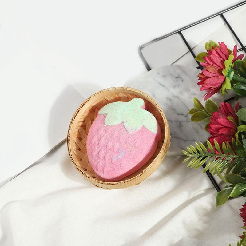 10Pcs Stawberry Shaped Bath Bomb Bubble SPA Ball Exfoliating Oil Control Cleaner