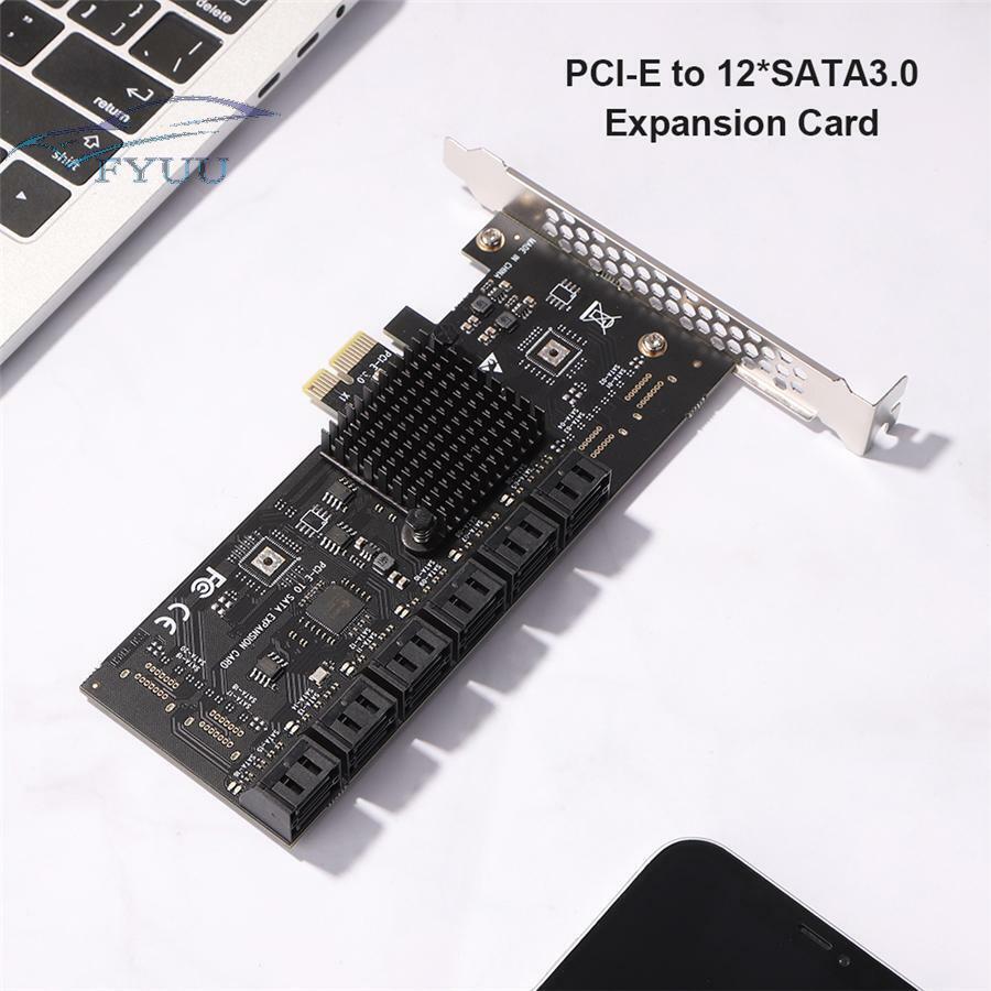 PCIE 1X to 12-Port SATA 3.0 Adapter Card Add on Cards Riser PCIE Card For Mining