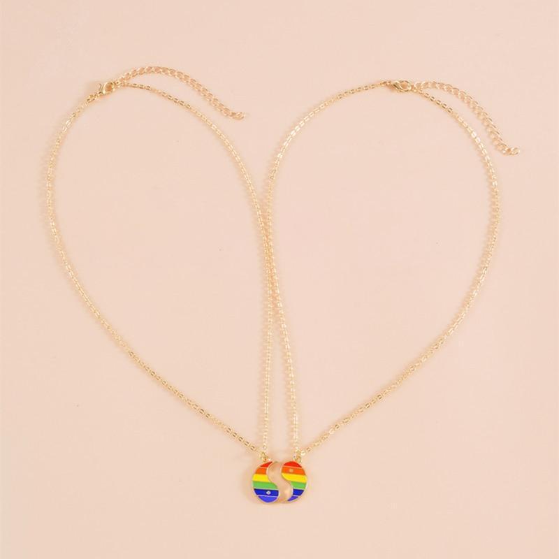 Colourful Yin Yang Pendant Necklace for Men Women Puzzle Charm Necklace