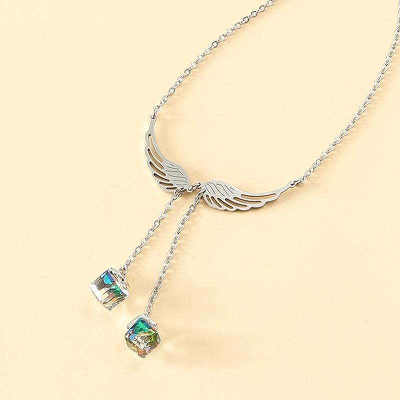 Explosion Necklace European American Angel Wing Crystal Classic Simple Necklace
