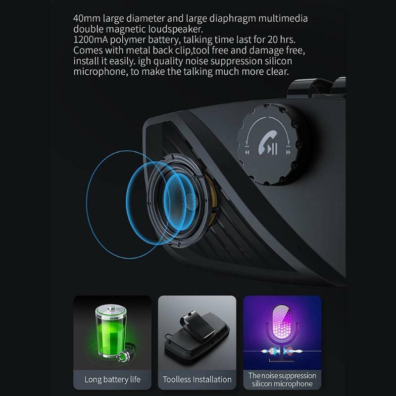 Wireless Car Kit for Handsfree Talking Answering the Phone by One Key Black