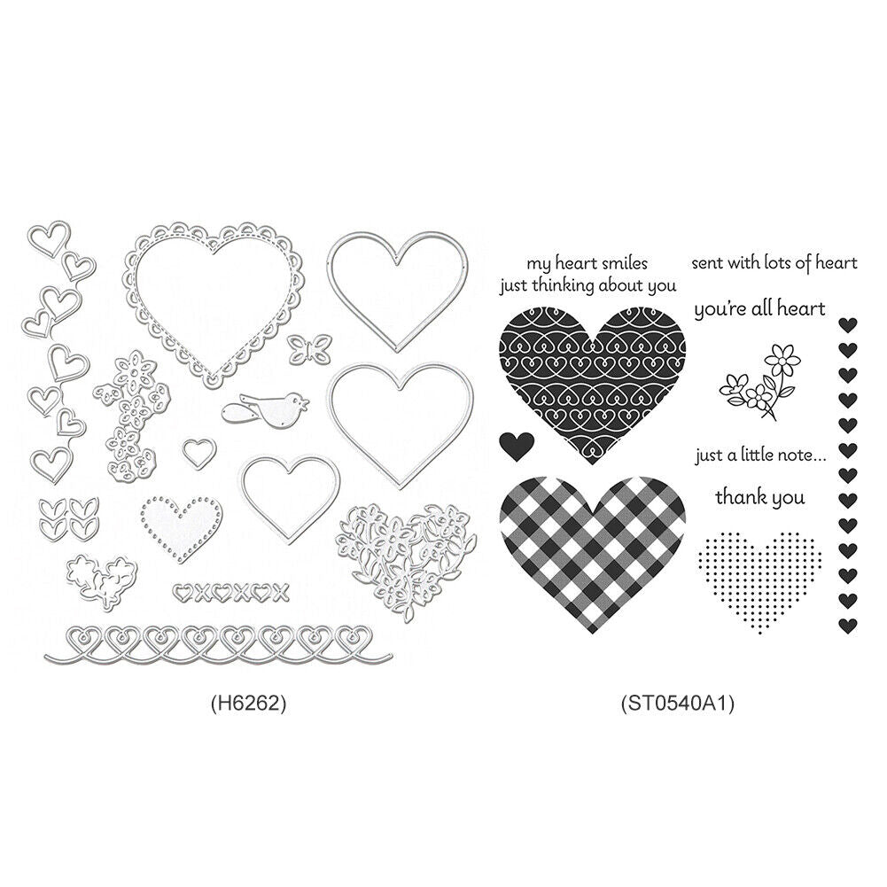 2pcs Metal Cutting Dies Stencil Stamps DIY Craft Heart Flower Embossing (C)