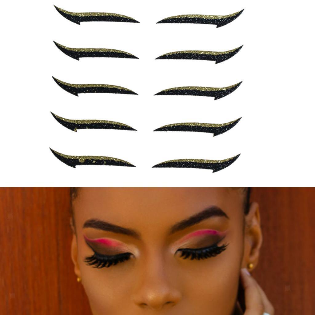 Autocollants D'eye-liner Réutilisables Paresseux, Bande 5 paires Or