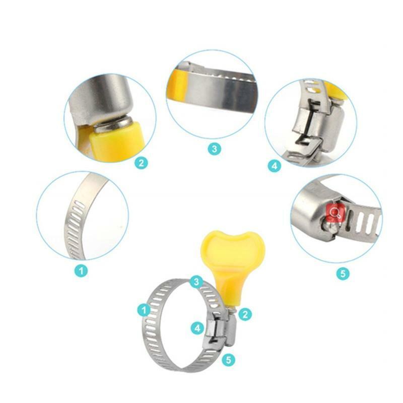 60 Pieces Worm Gear Hose Clamp Adjustable Key-Type Hose Clamp Rust-proof