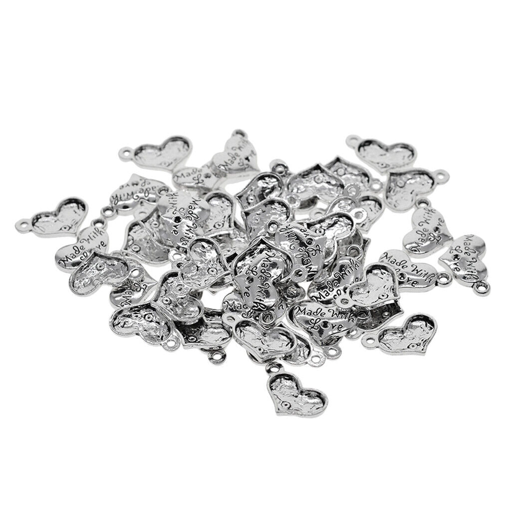 50Pcs Lover Heart Pendant Blank Cabochon  Setting Trays DIY Jewelry