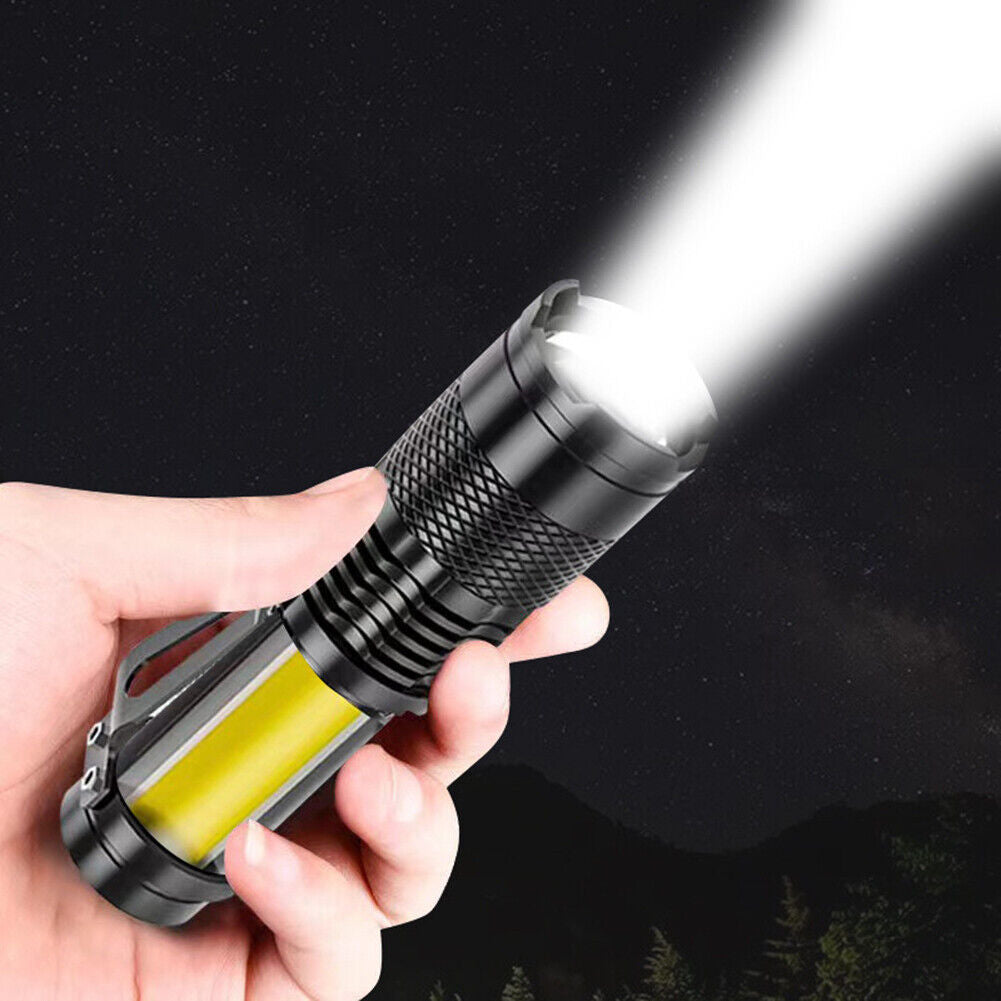 Mini Rechargeable LED Flashlight XPE+COB Waterproof Zoomable Work Light