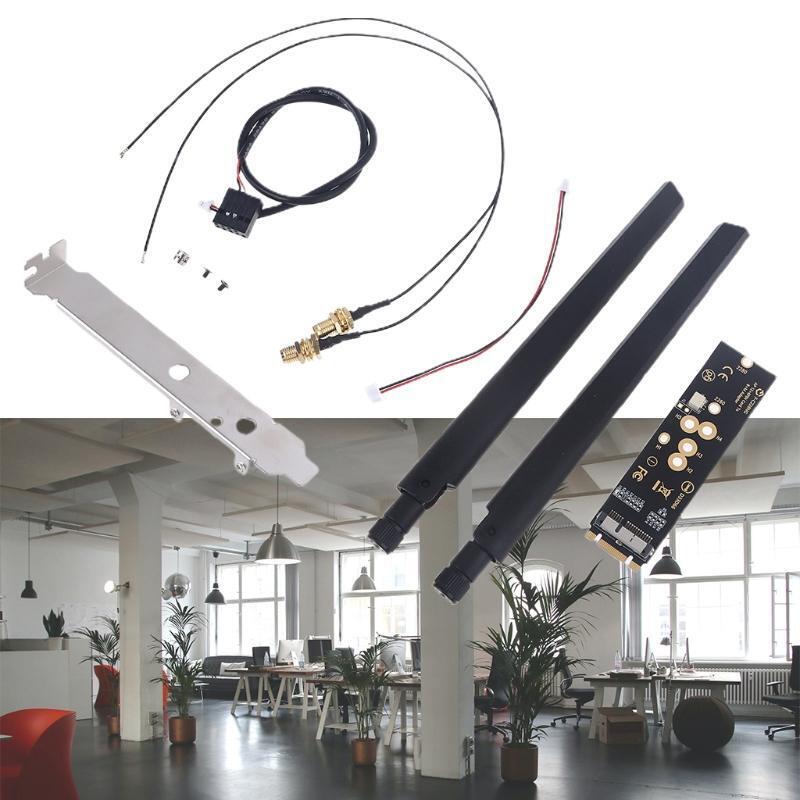 BCM94360 AP 12+6PIN Card to M.2 Key B+M Adapter Board + 2 External Antenna