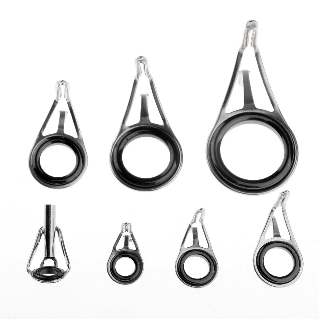 7pcs Mixed Size Fishing Rod Guides  Double  Ring Rod Repair Kit