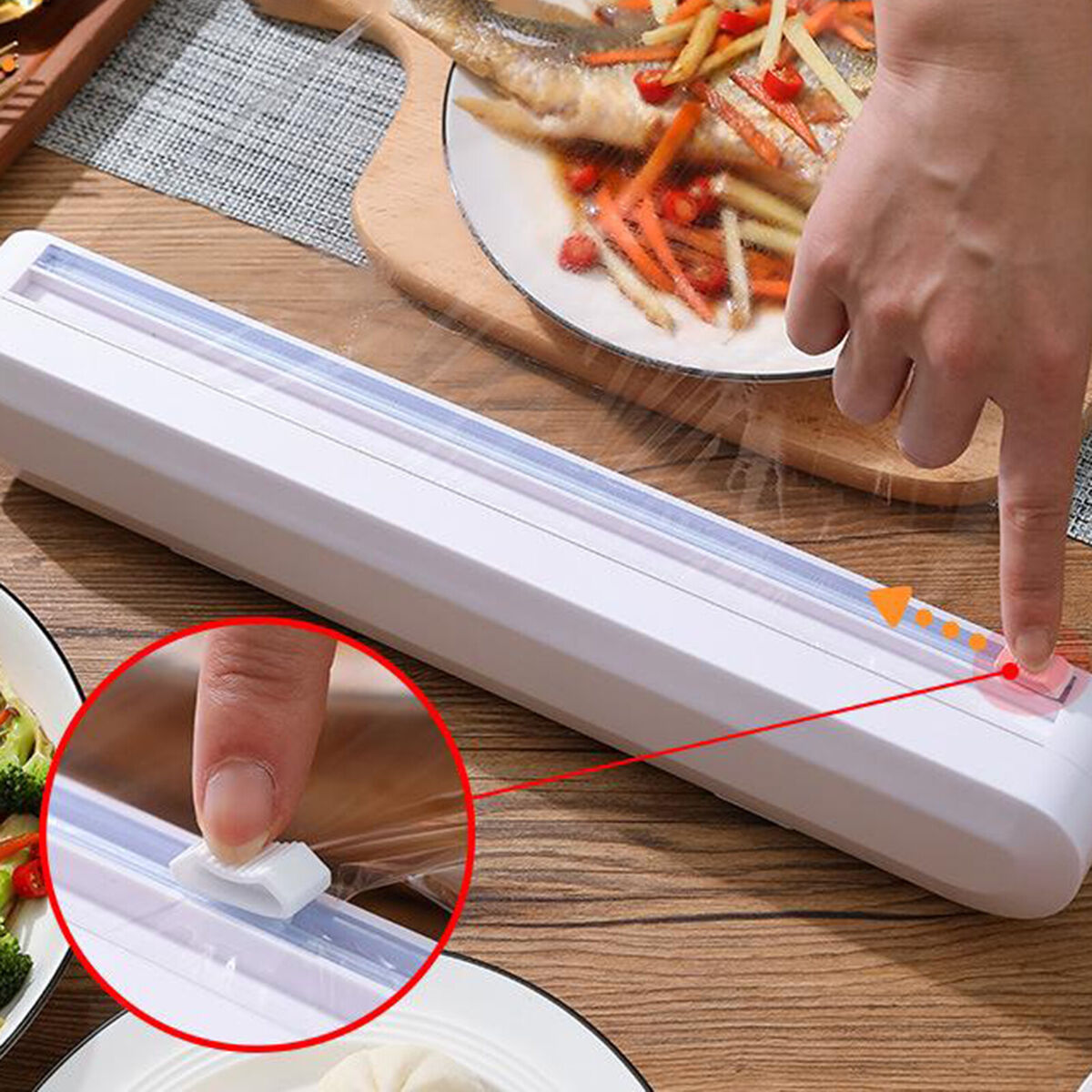 Reusable Cutter  Cling  Plastic Paper Dispenser with Slide