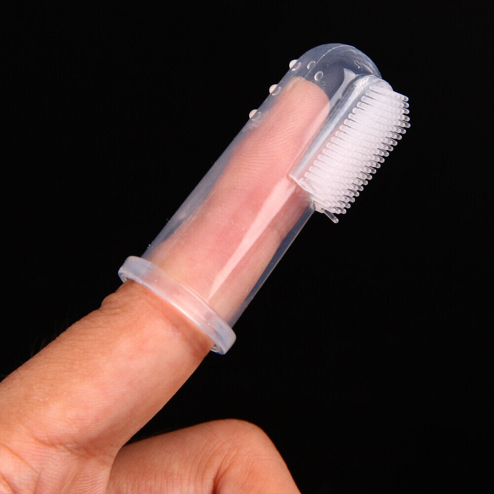 Pet Finger Toothbrush Silicone Dog Tooth Cleaner Cat Teeth Cleaning(Pink)