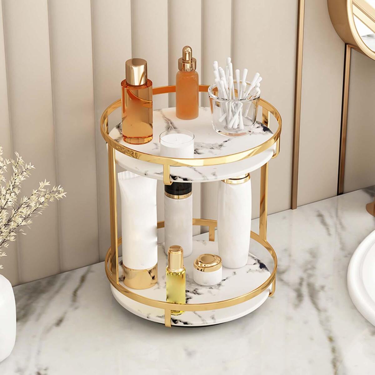 Nordic Makeup Organizer Storage Shelf for Dresser or Vanity Countertop