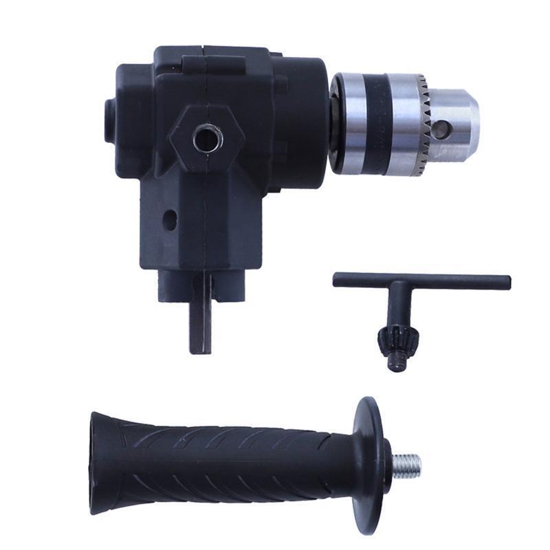 Right Angle Three Jaw Chuck Corner Impact Drill Adapter 90° Bend Extension Chuck