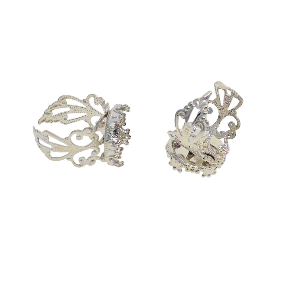 10 Pieces 15mm  Crown Bezel  Adjustable Filigree Ring