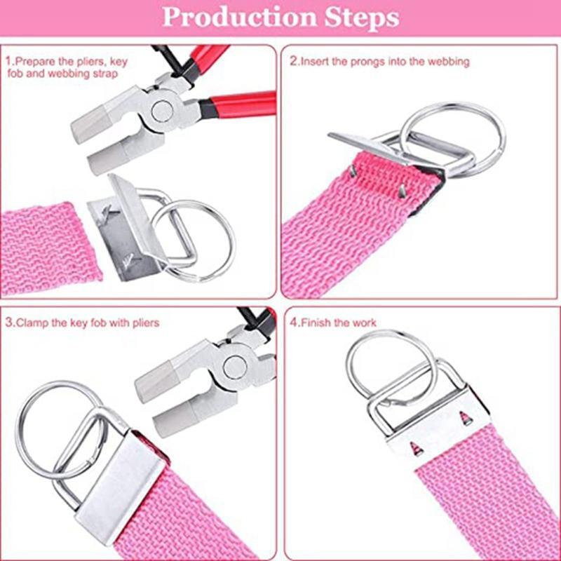 61 Pcs Key Fob Hardware Set with Pliers Key Chain Key Lanyard Leather Tassels