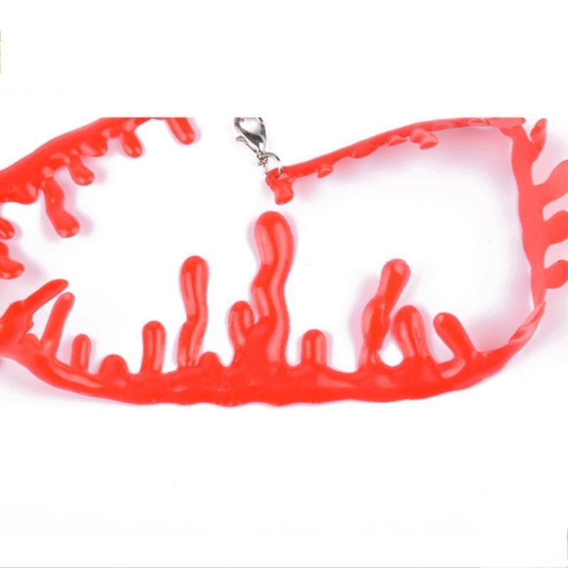 Red Blood Dripping Necklace Gothic Creepy Vampire Choker Horns Hairband Gifts