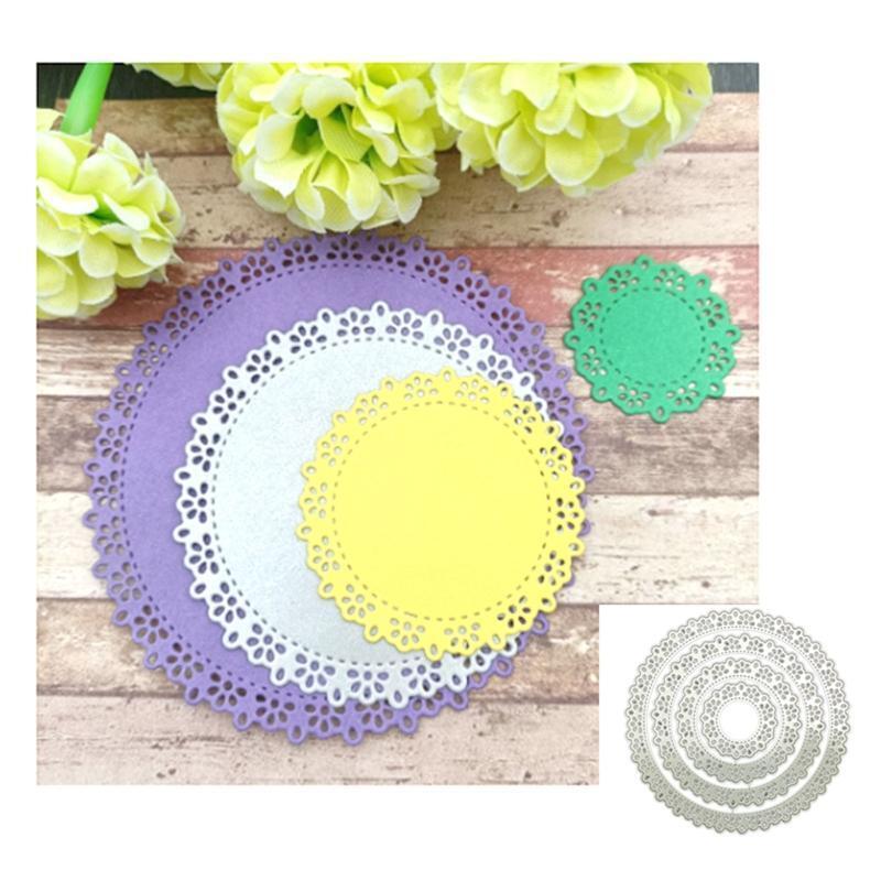 Laciness Embossing Die Cuts Nesting Cricle Cutting Dies 4'' for Gift Card Making