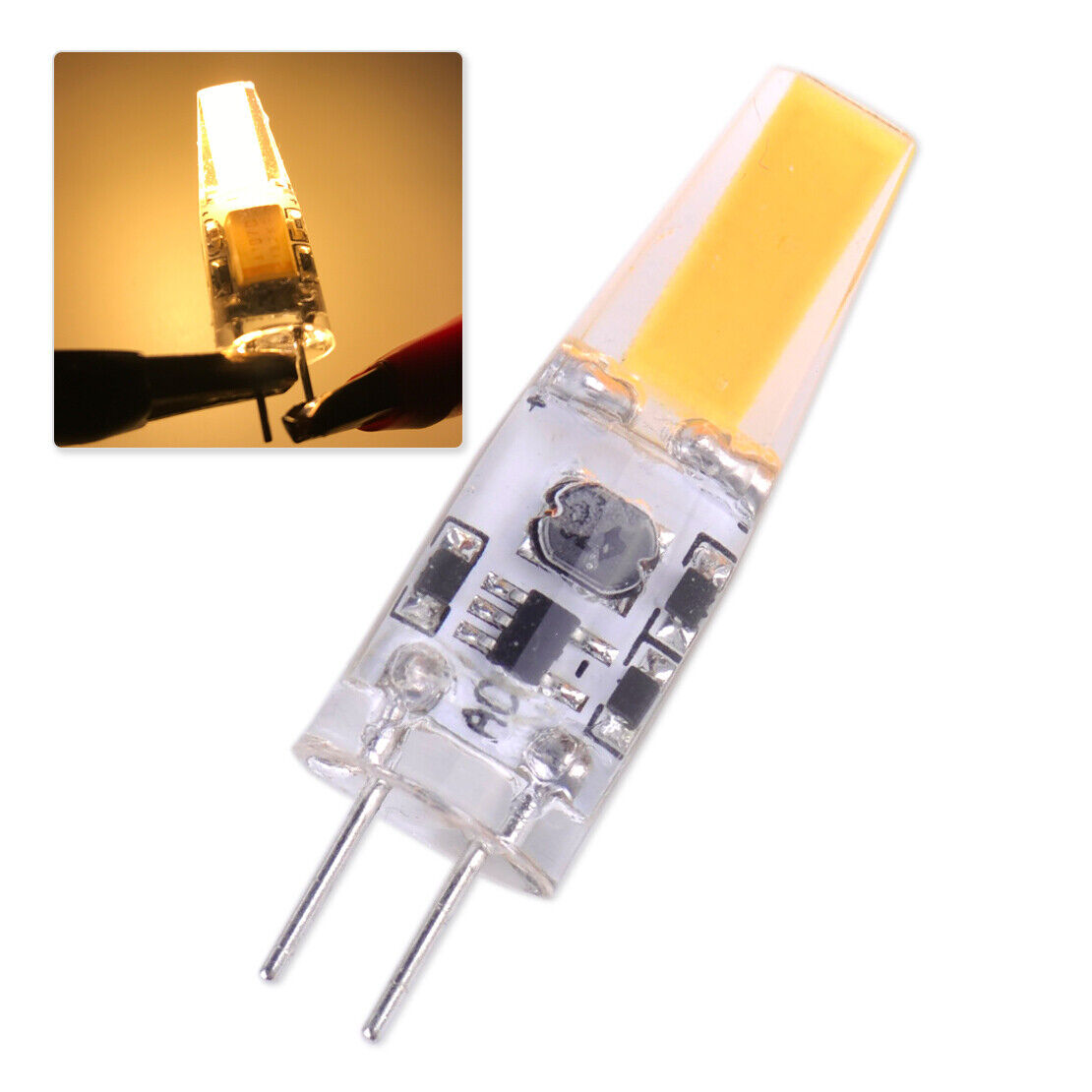 10x G4 3W COB Bulb LED Light AC DC 12V Dimmable LED Lamp Silicone Warm White Li