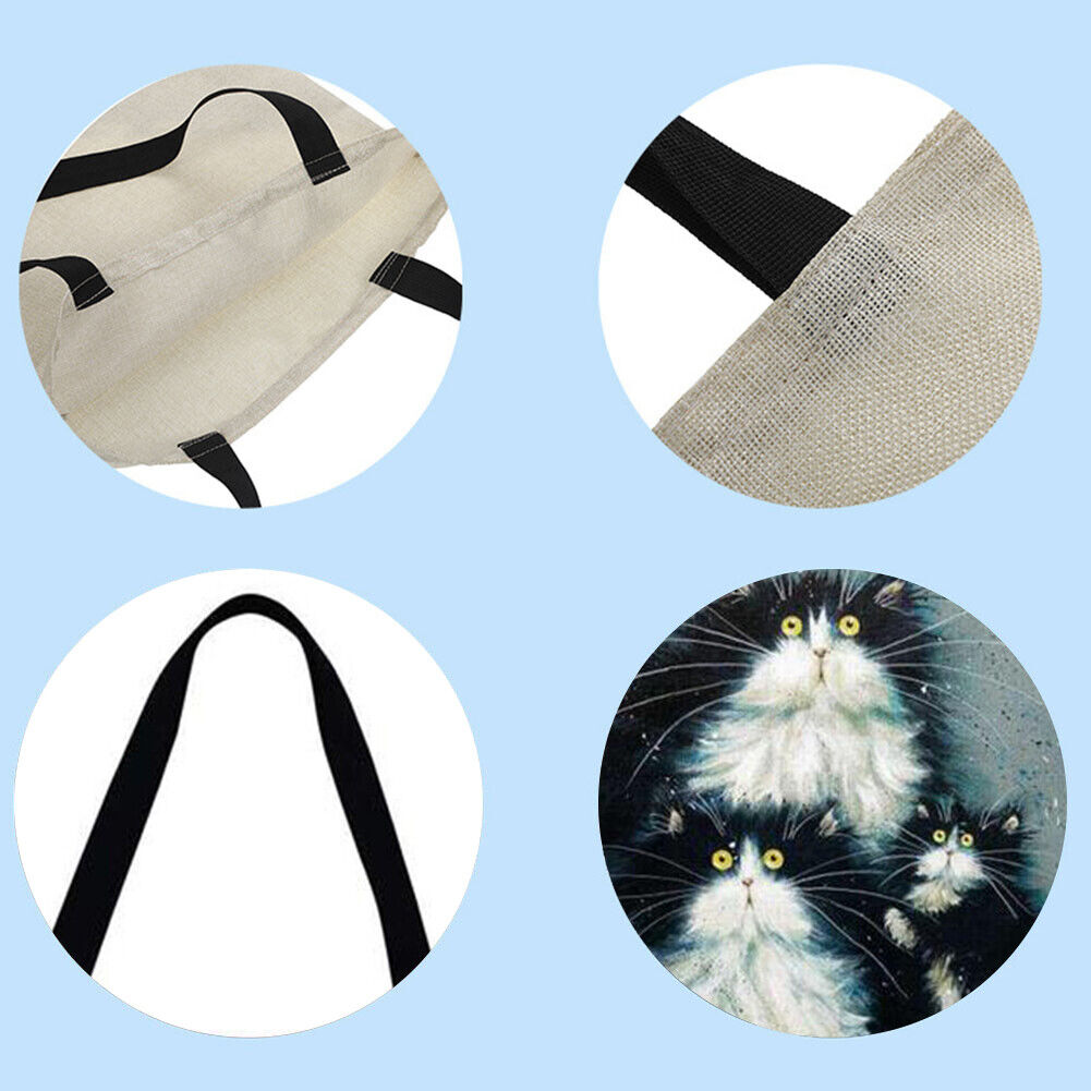Three cats Printed Shoulder Shopping Bag Casual Large Tote Handbag 40*40cm