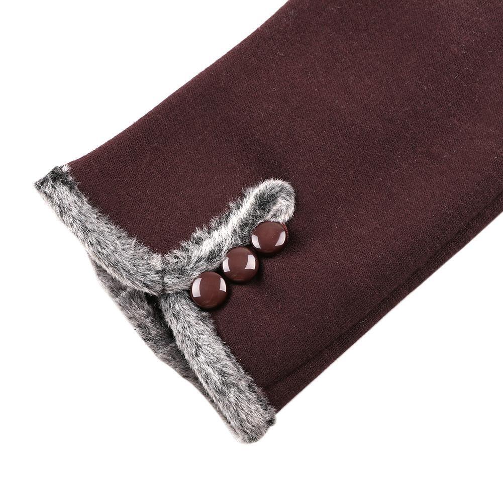 Fashion Women Screen Touch Guantes Winter Warm Casual Fleece Gloves (Coffee