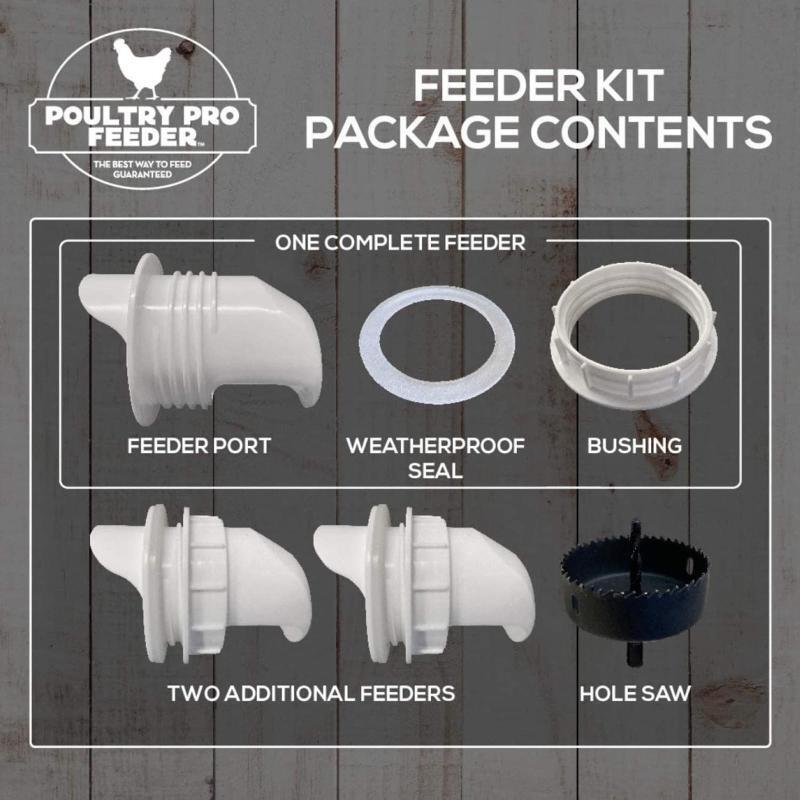 Rain Proof Poultry Feeder Port Gravity Feed Kit for Buckets Barrels Boxes DIY