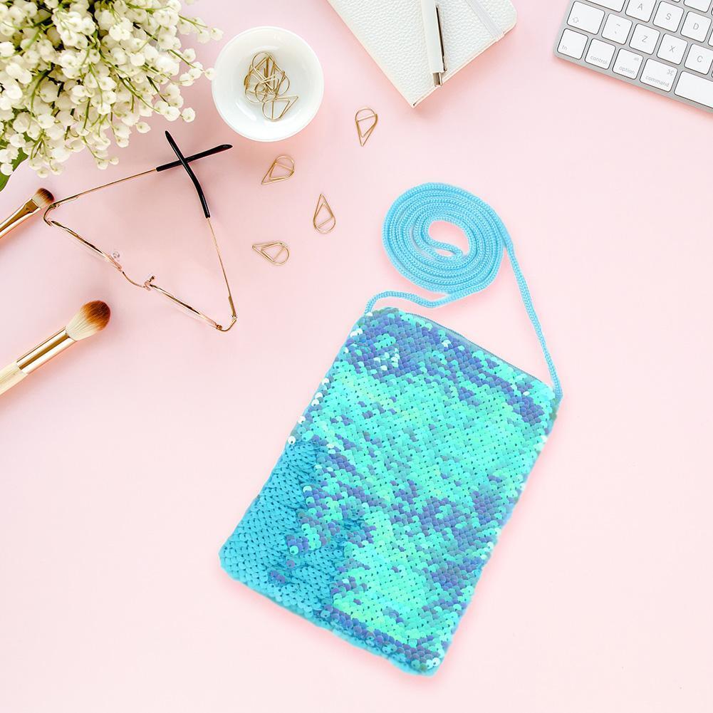 Double-sided Sequins Shoulder Handbags Women DIY Messenger Phone Bags (2)