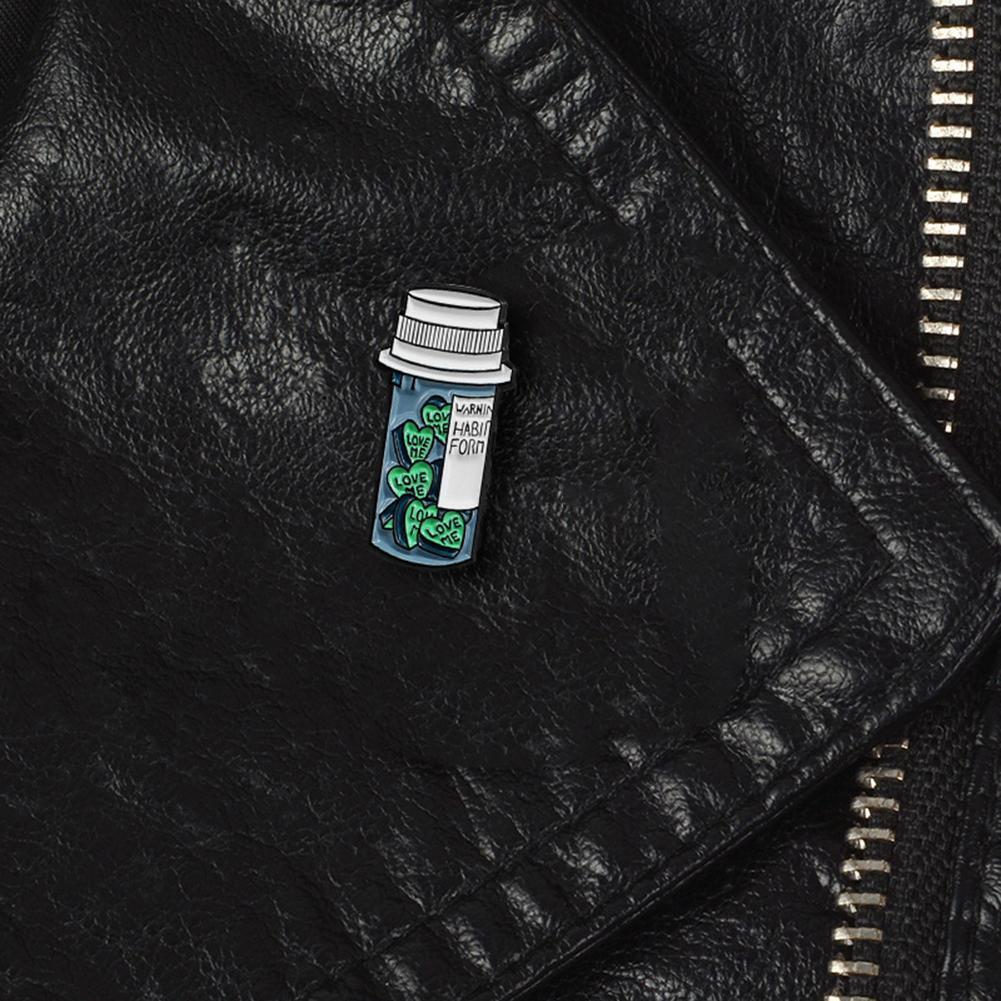 Fashion Capsule Love Shape Pills Bottle Pin Brooch Clothes Badge (Style 1)