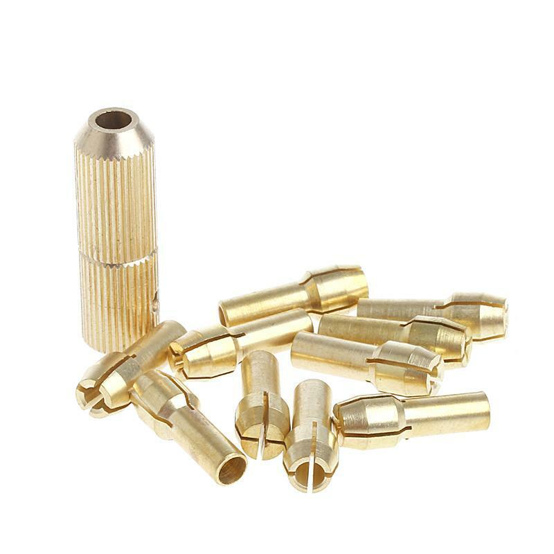 10Pcs 0.5-3.2mm Micro Twist Hand Drill Kit Chuck Electric Drill Bit Collet+2mm