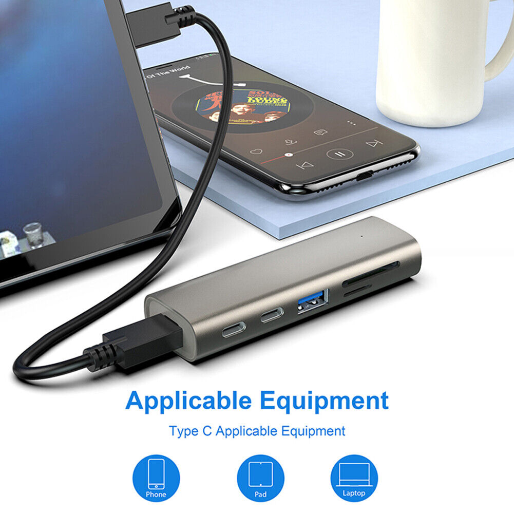 HC463 10Gbps USB 3.1 Gen2 Hub 6 in 1 USB Type C Dock Station for TF Card