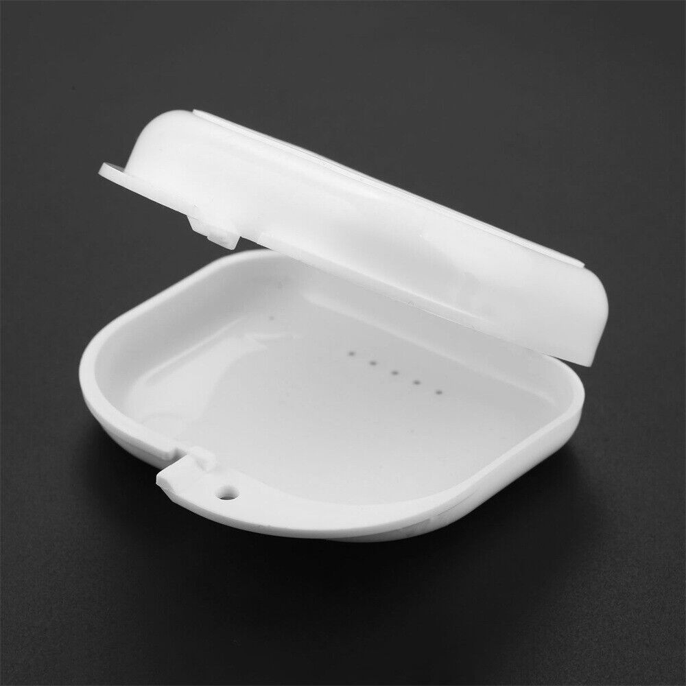 White Dental Orthodontic Retainer Denture Storage Box Mouthguard Tray Container