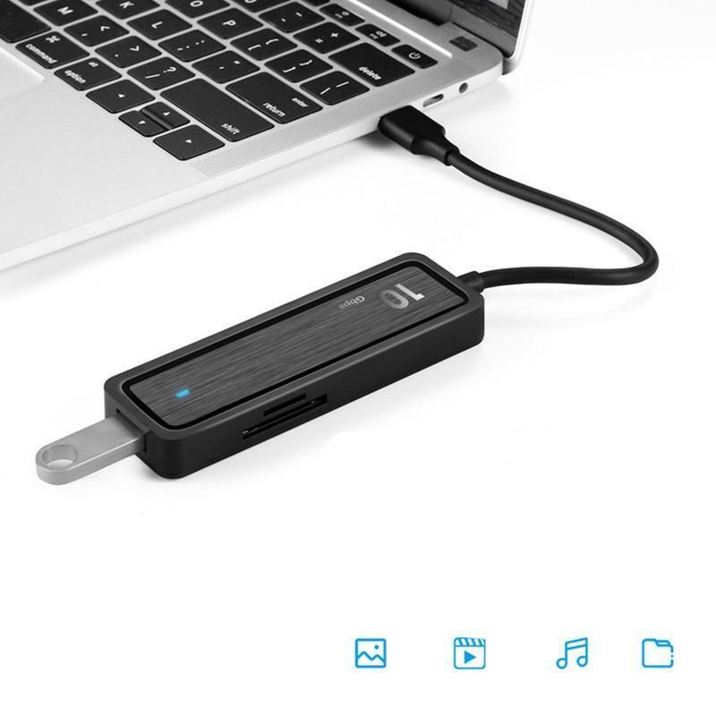 USB Hub Docking Station USB 3.2 Adapter Splitter with SD TF Reader 10GBps 6-Port