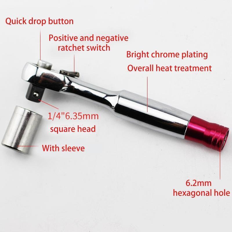Practical 1/4 Inch Spanner Ratchet Wrench w/ 5° Movement 72 Teeth Wrench for Car