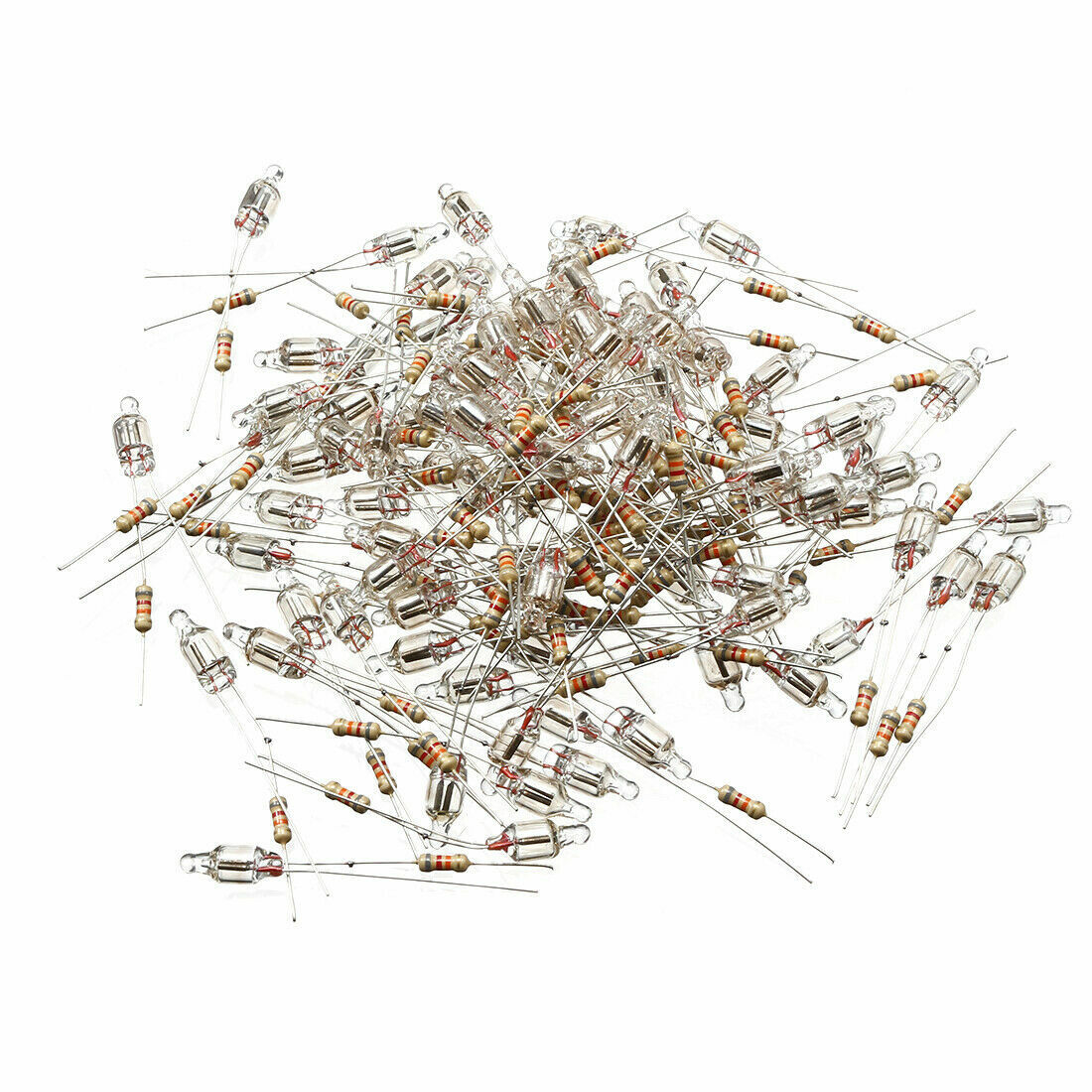 100Pcs 5x10mm Bright Orange Light Neon Light Bulb Indicator Lamp+Resistor