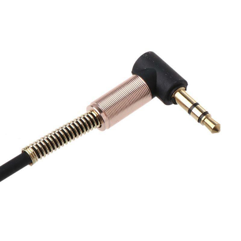 24cm Dual 90 Degree Nylon 3.5 mm to 3.5mm Male Jack Audio Cable Car Aux Cord
